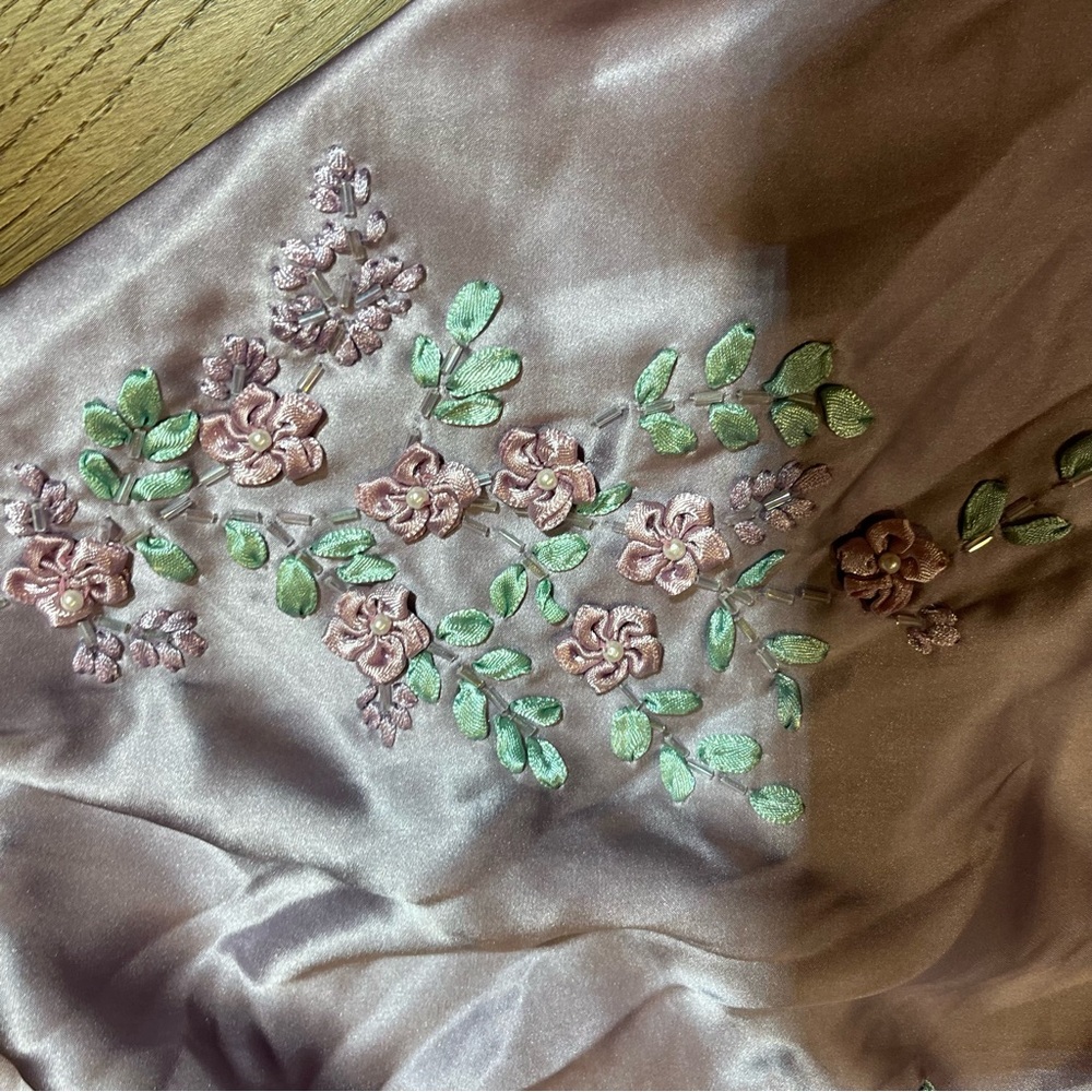 Vintage Y2K 100% Silk Beaded Dress Vintage Y2K Dress Fairy Cottage Prom Floral - Picture 6 of 11